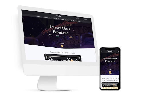 Pic of Fremont Street Experience website on computer screen that has been optimized for local SEO